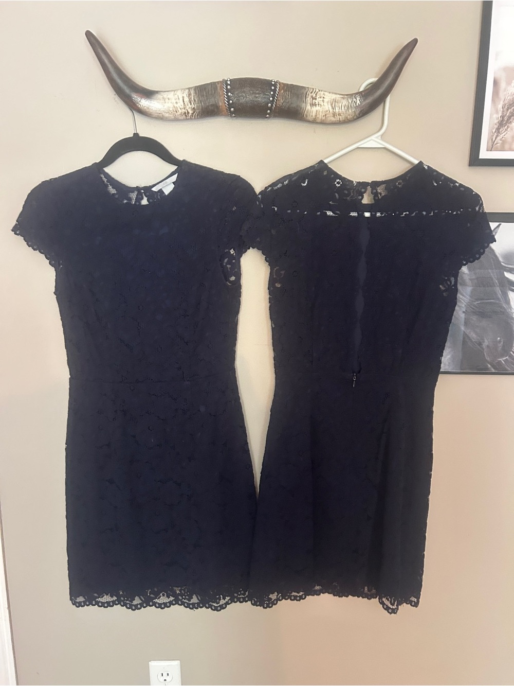H&M Black Lace Cap-Sleeve Mini Dress